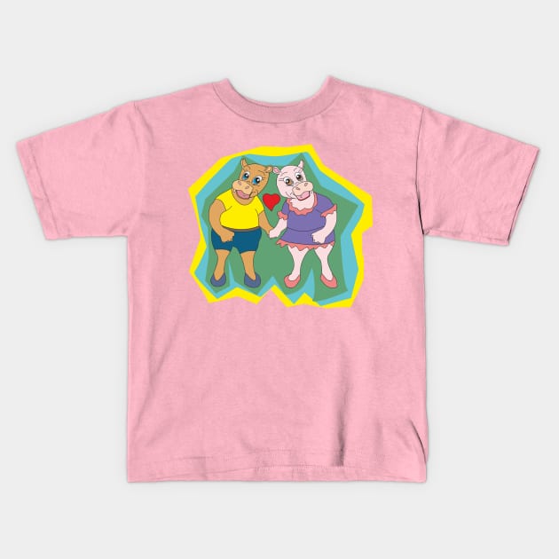 Two hippos in love Kids T-Shirt by Alekvik